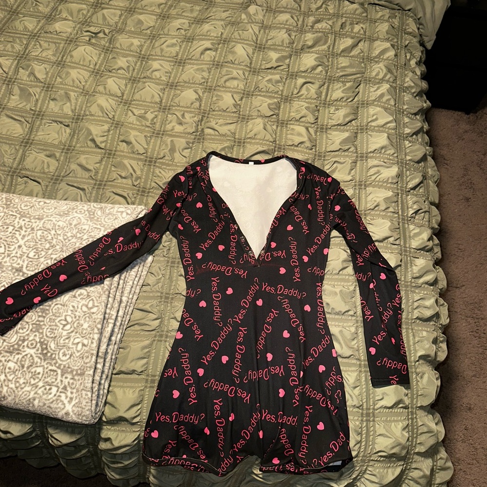 Black and Pink Long Sleeve Bodysuit